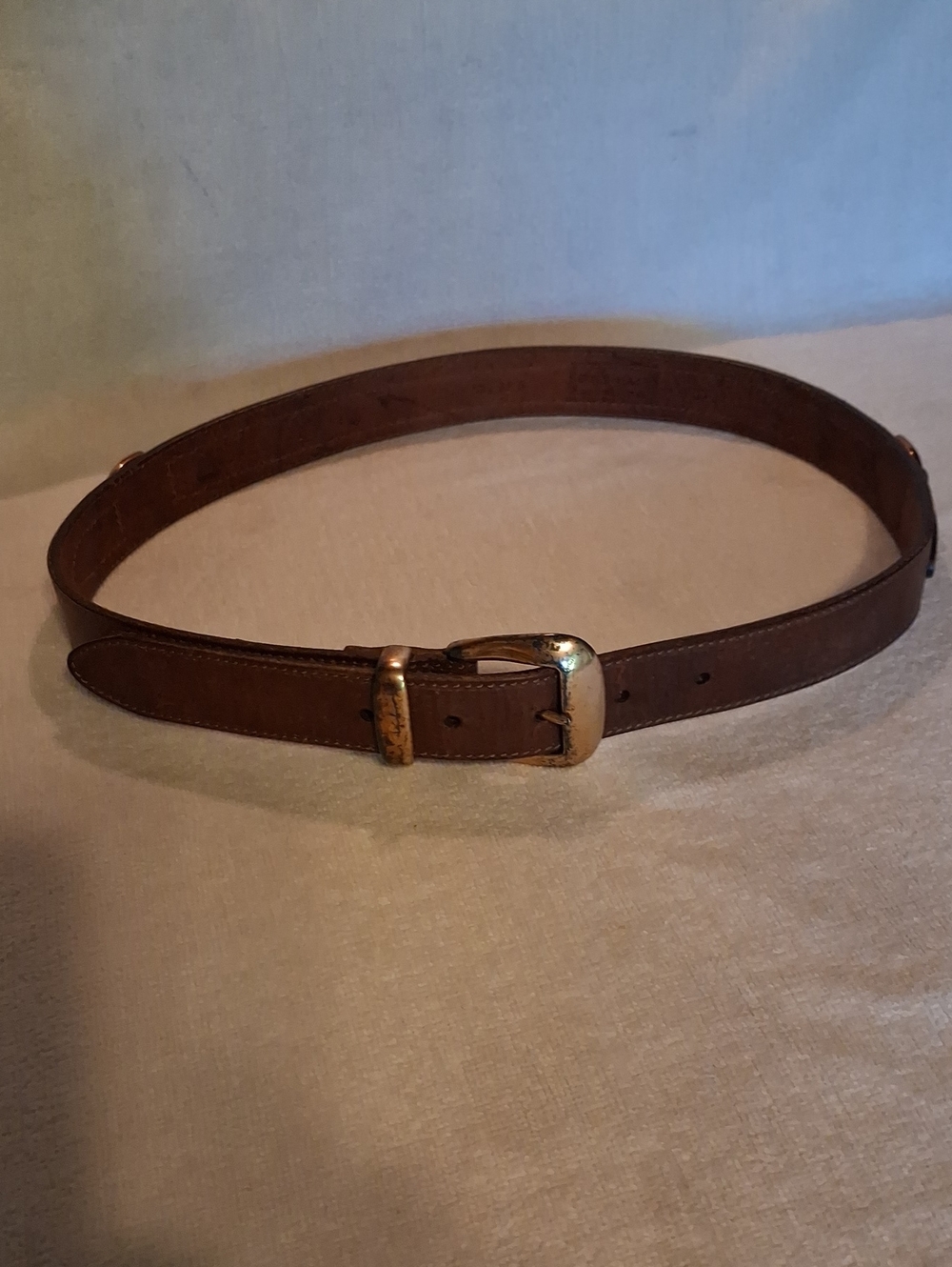 Cole Haan Brown Leather Belt with Gold Buckle Size 32